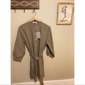 Everlane Cotton Weave Collarless Shirt Dress